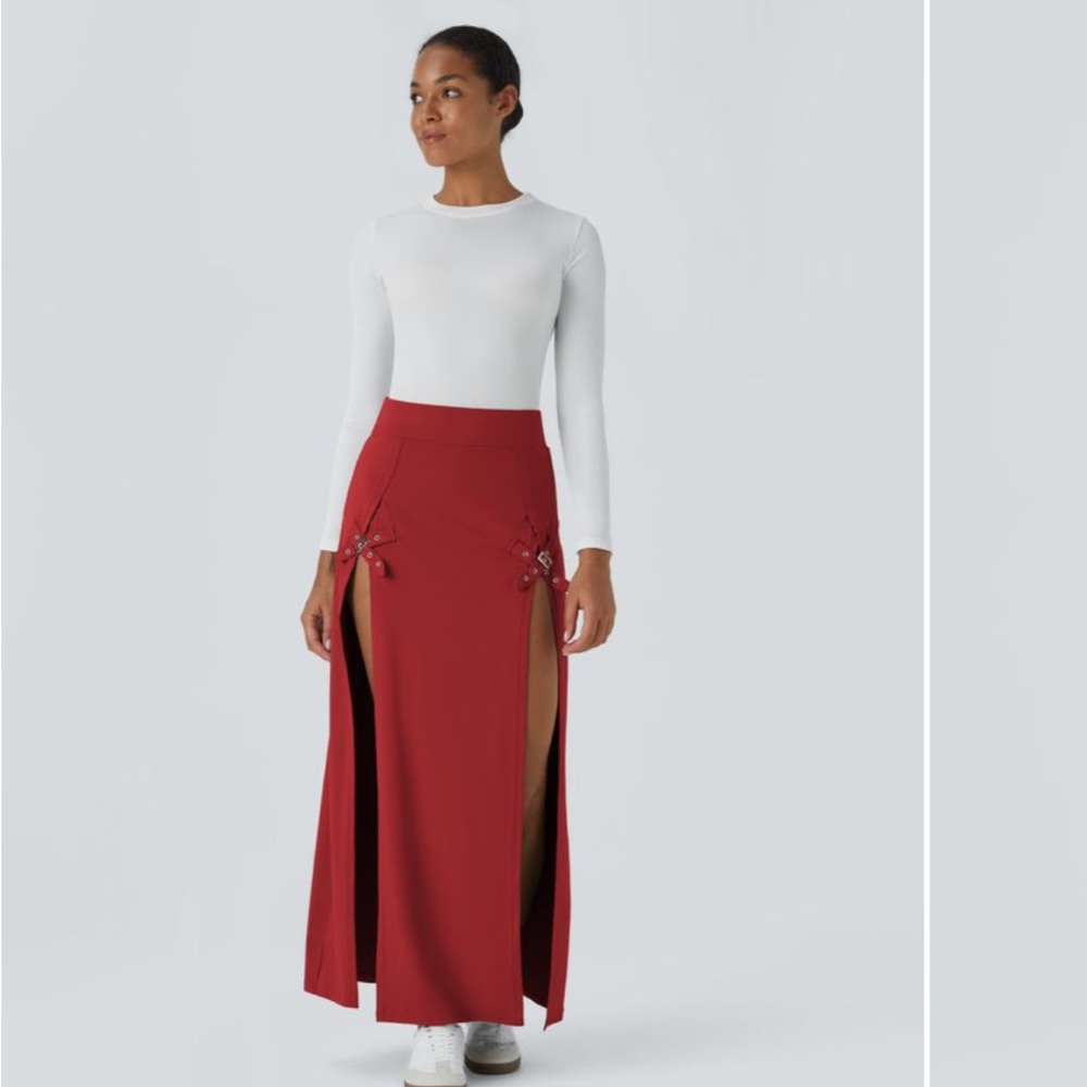 Elegant Red Maxi Skirt